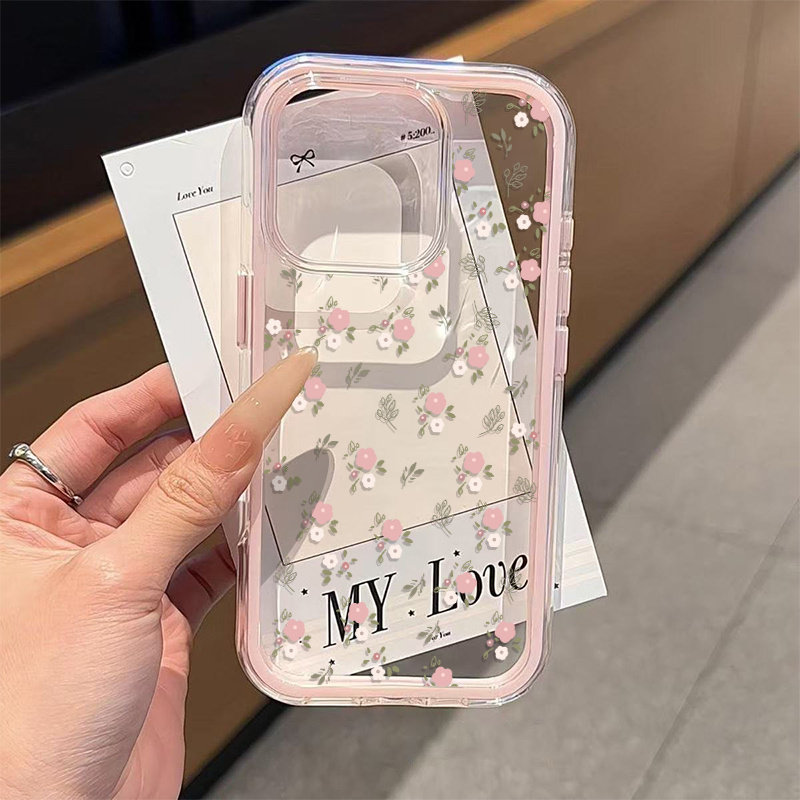 Xo Phone Accessories - Green Leaves Pink Flower 2in1 Clear