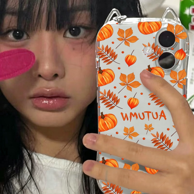 Autumn Pumpkin Falling Leaves  - Phone Case Clear recension och pris