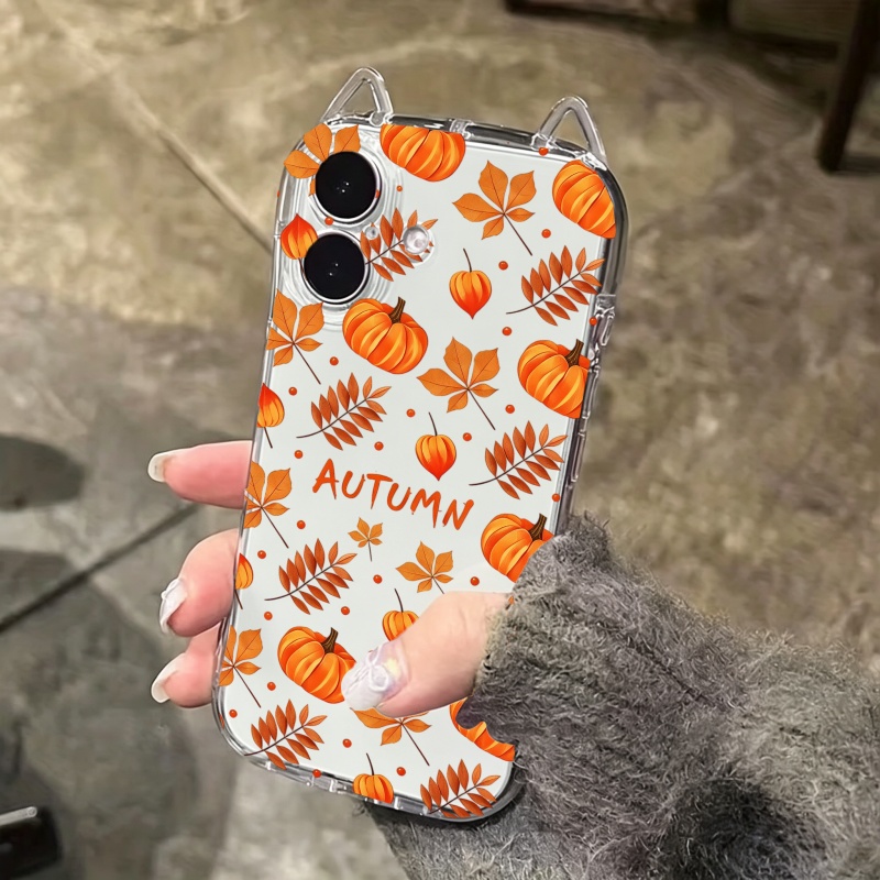 Autumn Pumpkin Falling Leaves  - Phone Case Clear recension och pris