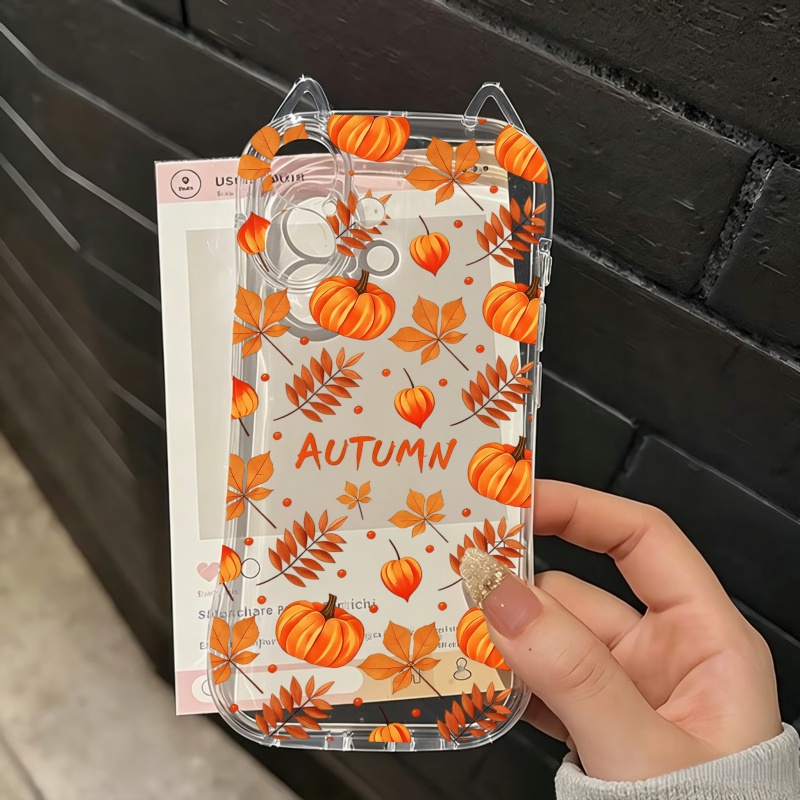 Autumn Pumpkin Falling Leaves  - Phone Case Clear recension och pris