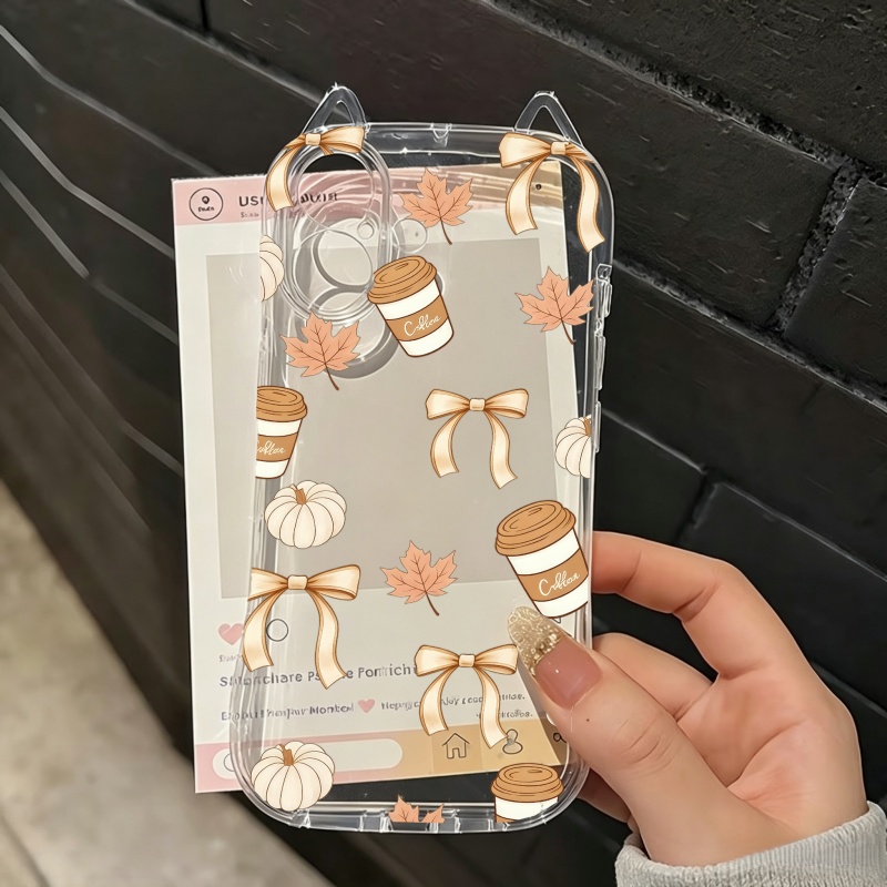 Autumn Pumpkin Falling Leaves  - Phone Case Clear recension och pris